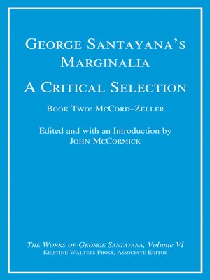 cover image of George Santayana's Marginalia, a Critical Selection